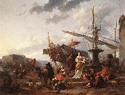 BERCHEM, Nicolaes A Southern Harbour Scene china oil painting reproduction